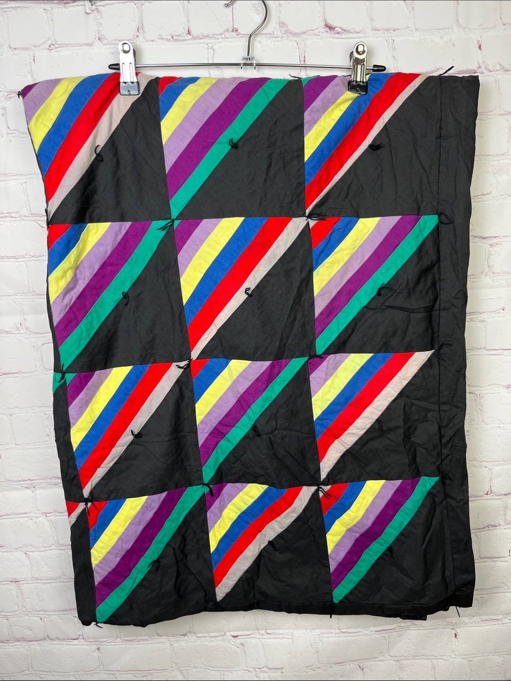 Vintage Handmade Rainbow Quilt